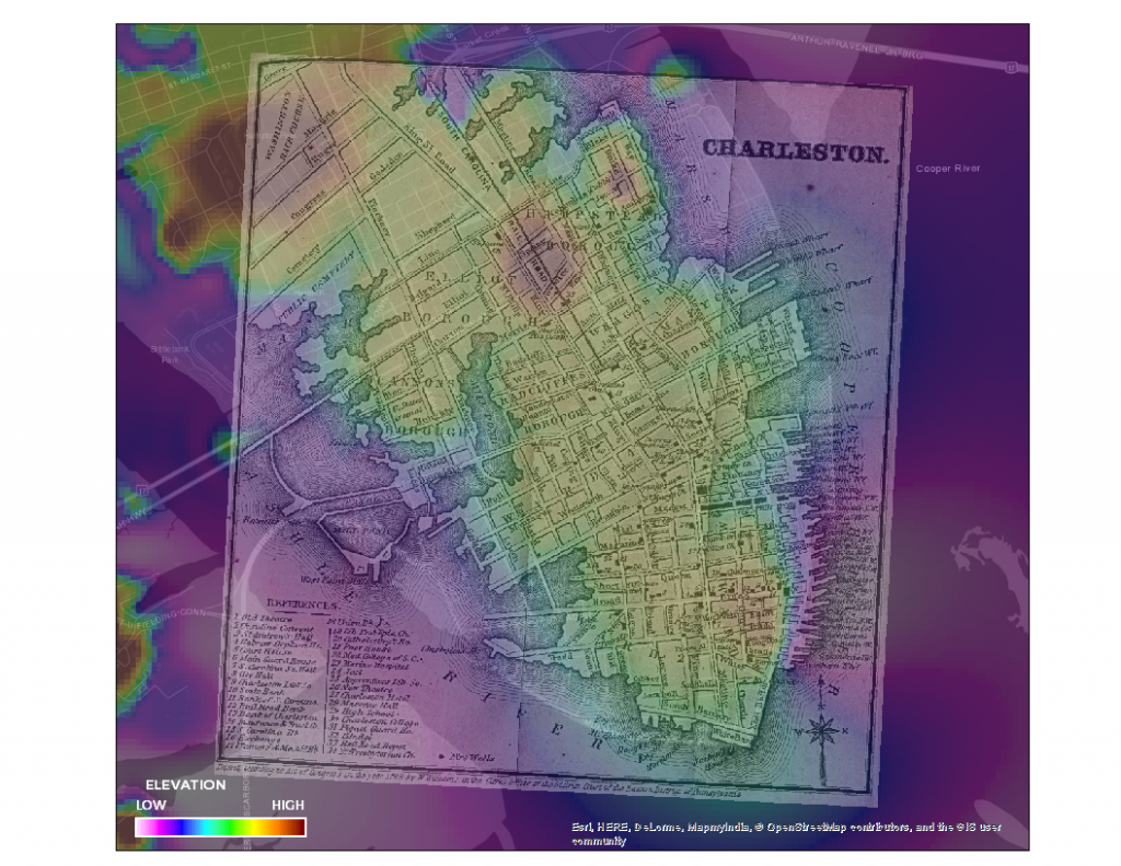 Historic map overlay with elevation - Coastal Conservation League