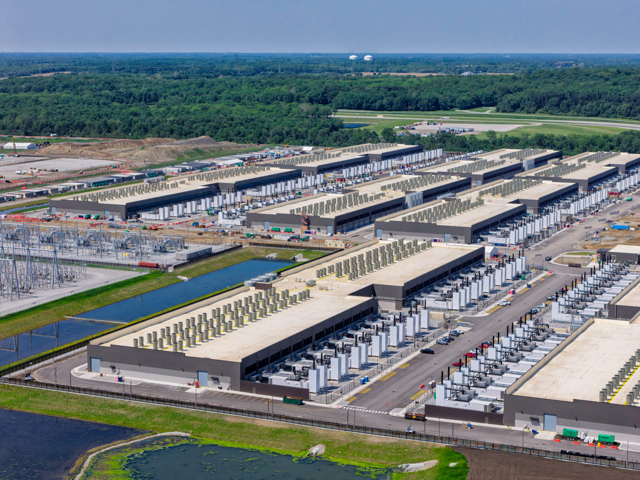 Aerial view of a data center.